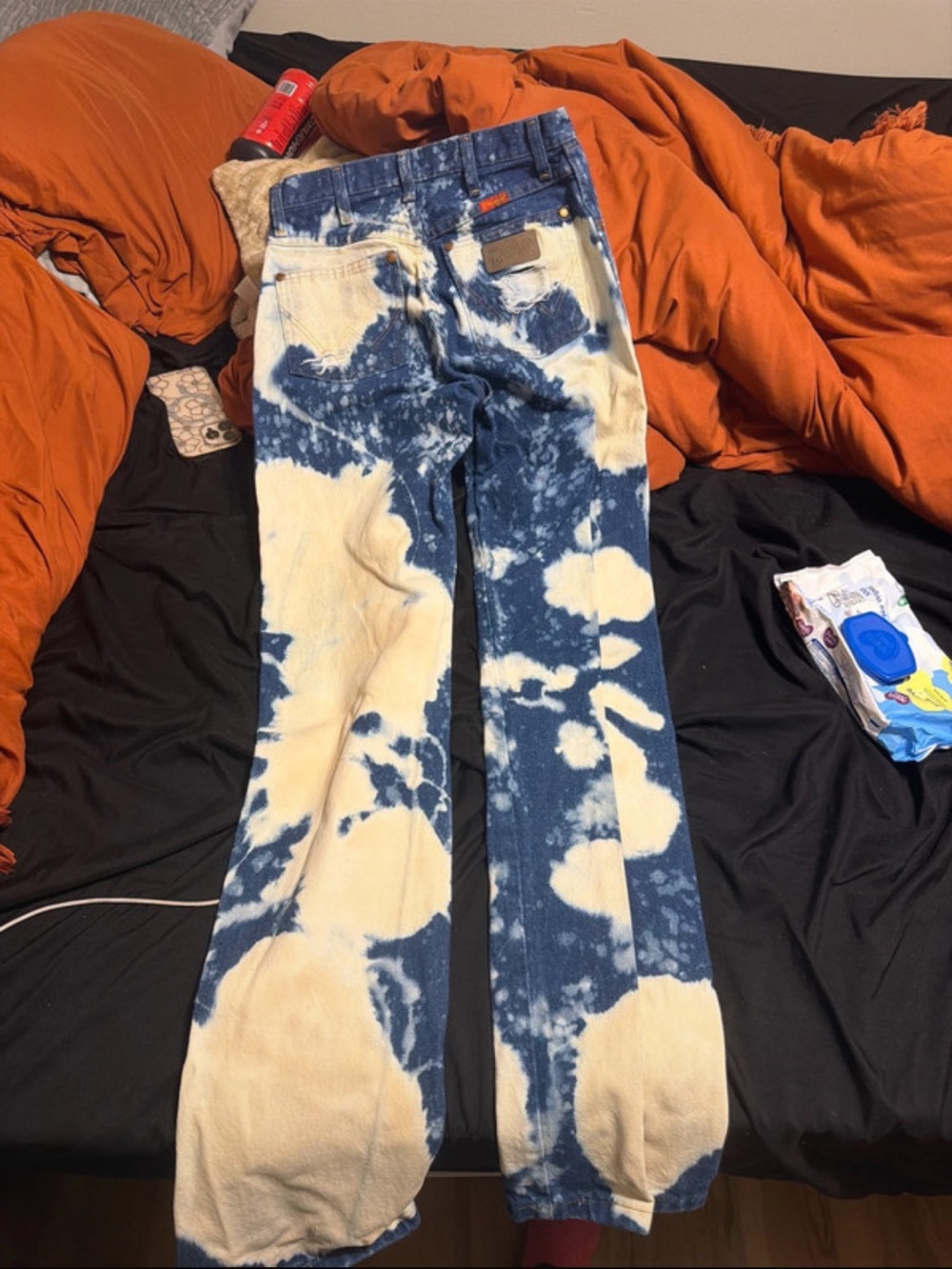 Wrangler Blue and Cream Tie-Dye Boot Cut Jeans